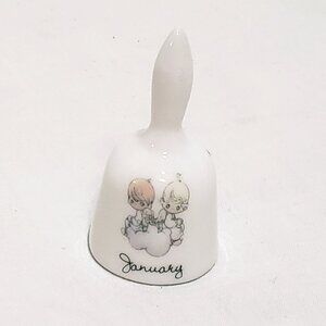 Precious Moments Angels January Month Miniature Bell Porcelain Vintage 1 3/4"